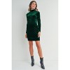 Hello Miz Women's Velvet Long Sleeve Mock Neck Maternity Mini Dress - 4 of 4