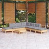 vidaXL Solid Pinewood Patio Lounge Set 8 Piece with Cushions Multi Colors - Brown and Gray - 2 of 4