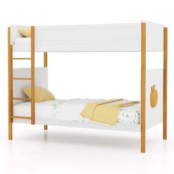Costway 2-in-1 Twin Over Bunk Bed Frame with Integrated Ladder & Safety Guardrails