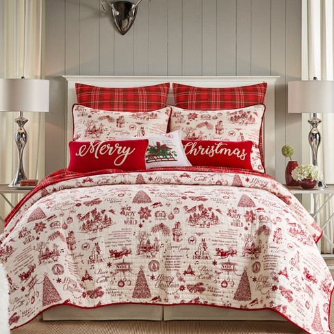 Yuletide Holiday Quilt Set - One Full/queen Quilt And Two Standard