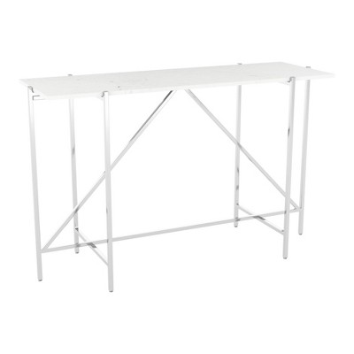 Tulare Console Table White/Silver - ZM Home