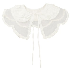 Elerevyo Women Lace Embroidery Knit Detachable Fake Peter Pan Collar Little Shawl for Blouse 1Pc - 1 of 4