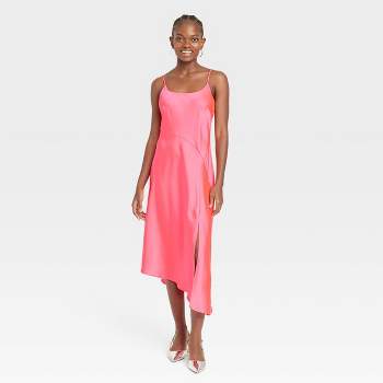 Women's Asymmetrical Midi Slip Dress - A New Day™ Brown Striped S : Target