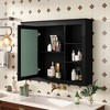ALEXOUN 35'' x 27.5'' Wall Mounted Bathroom Mirror and Storage, Modern Bathroom Mirror with Wall Cabinet, Mirror Cabinet with 6 Open Shelves - 2 of 4