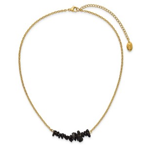 Chisel Stainless Steel Polished Yellow IP-plated Black Agate on a 15" Plus a 2.75" Extension Cable Chain Necklace - 1 of 4