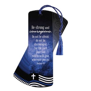 Dicksons BKMTL-475 Police Office Strong and Courageous Blue and Black 2 x 6 Inch Paper and Tassel Place Keeper Bookmark Pack of 12 - 1 of 2