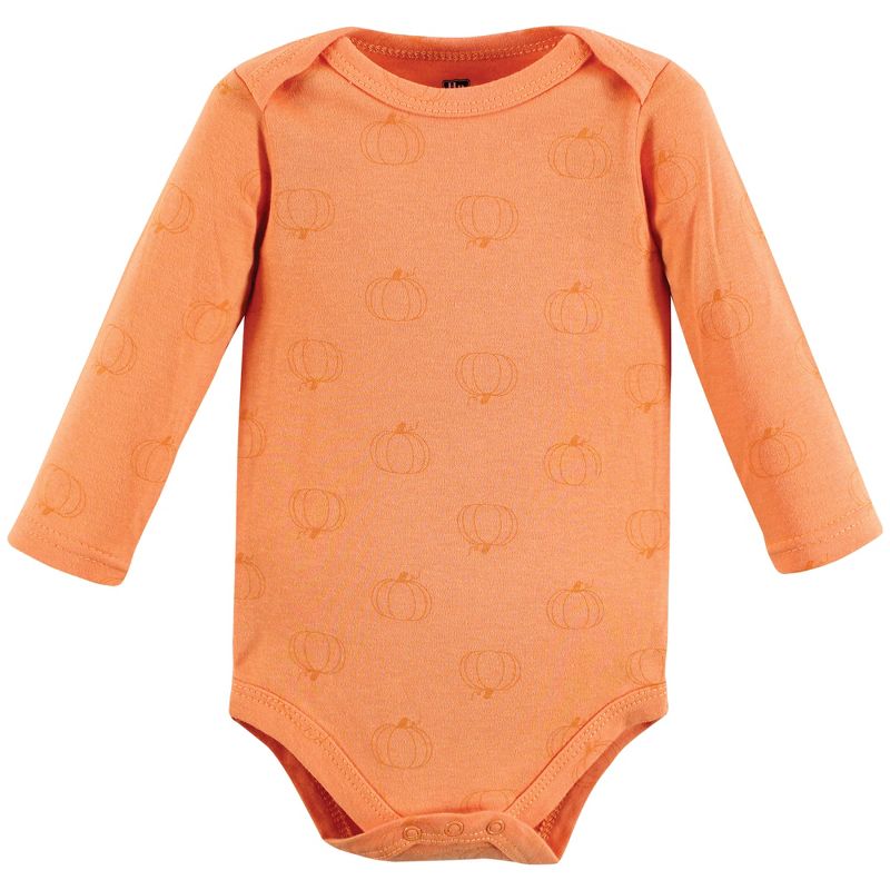 Hudson Baby Infant Boy Cotton Long-Sleeve Bodysuits, Pumpkin Truck 3-Pack, 5 of 7