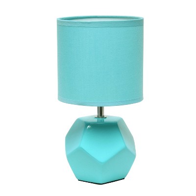 Round Prism Mini Table Lamp with Matching Fabric Shade Blue - Simple Designs