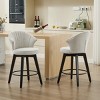 25"Counter Height Swivel Bar Stools Set of 2,Adjustable Stools with Wood Legs & Chenille Upholstered for Kitchen Island,Dining Room-Tanpinhause - 2 of 4