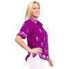 LA LEELA Women's Casual Blouse Shirt Solid Blouses Short Sleeve Button Down Dress Tops Tee Hawaiian Shirts for Women - 3 of 4