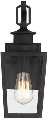 Set of 2 Black Painted Glass Outdoor Lantern Wall Lights