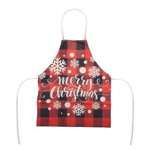 Unique Bargains Christmas Aprons Linen Red Black Beige 21.65"x26.77" 1 Pcs - 1 of 4
