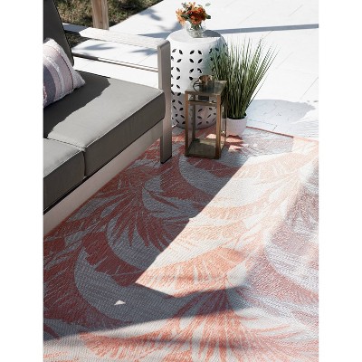 Coral Palm Print Washable Chenille Runner Rug