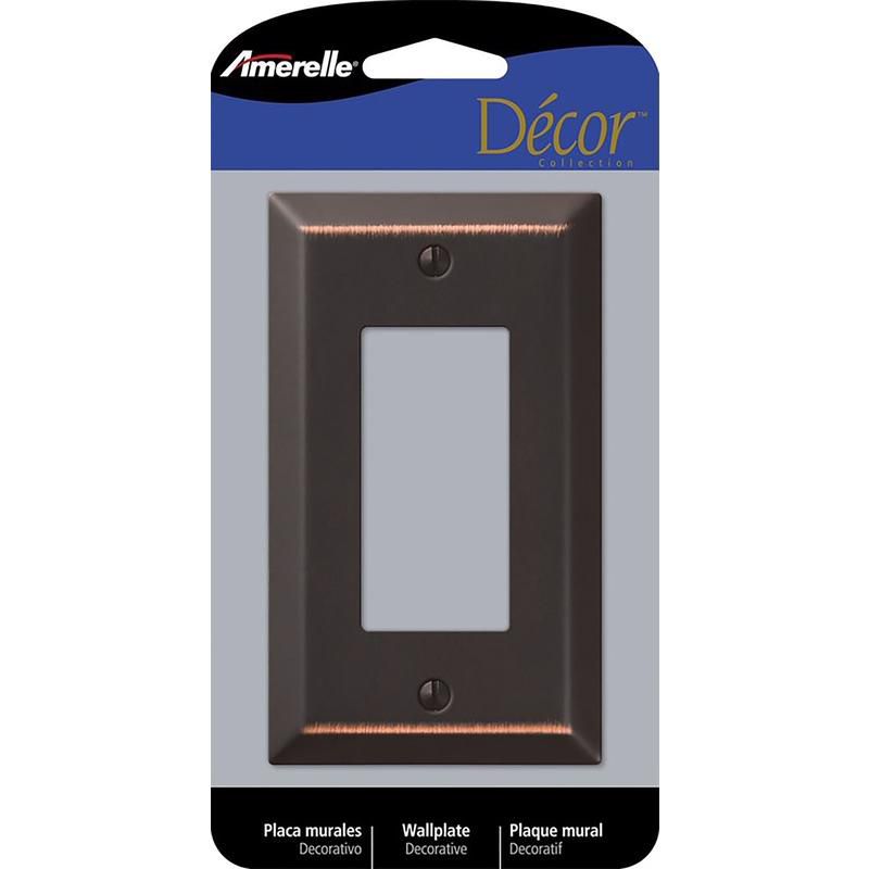 Amerelle Century Aged Bronze 1 gang Stamped Steel Decorator Wall Plate 1 pk, 1 of 2