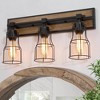 LNC Kennild 22-in Matte Black and Brown Wood Bathroom Vanity Light, Farmhouse, 3-Light - 2 of 4