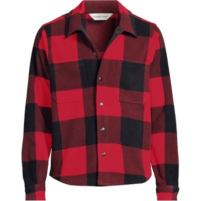 Lands' End Men's Anyweather Fleece Shirt Jacket - Medium - Compass Red Large Check — фото 2