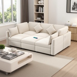85.4" U-Shaped Modular Sectional Sofa Bed with Ottoman & USB - 1 of 4