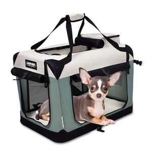 GOOPAWS Indoor & Outdoor 3-Door Collapsible Soft-Sided Dog, Shale Green, 24'' - 1 of 4