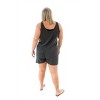 Women's Ribbed Romper with Tie Tank Sleeves - Lovely Melody - 3 of 3