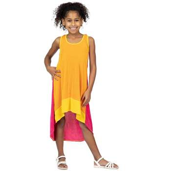 24sevenkid Girls Sleeveless Colorblock HighLow Knee Length Dress