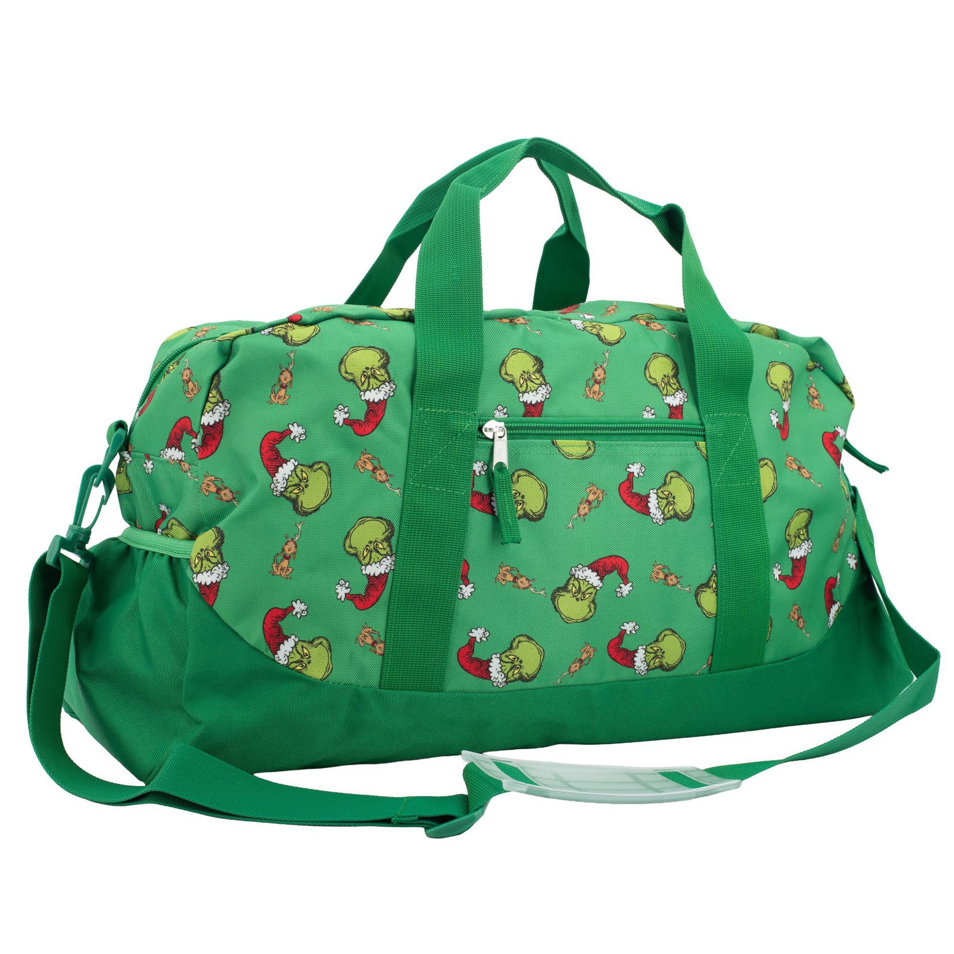 The Grinch Dufffle Bag, Dr. Suess 16 inch Travel Sleepover Weekend Bag for Girls & Boys, Green