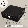 2-Layer Jewelry Box with Lock, Black Velvet Travel Organizer for Earrings & Necklaces, 10.5x10.5x3.5 Inches - 4 of 4