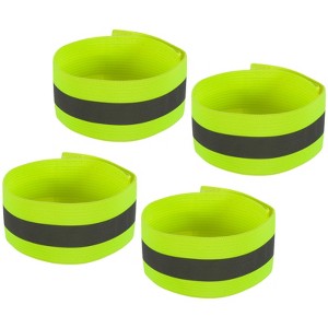 Unique Bargains Reflective Bands for Arm Wrist Ankle Leg 14x1.5 Inch Strip Wide Green 4 Pack - 1 of 4