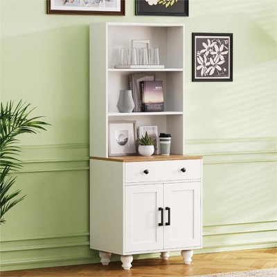 Runesay Modern 5 Tier Bookshelf with Drawer and Adjustable Shelves