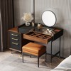 POVISON 47 Inch Makeup Vanity Set with 5 Drawers, 3 LED Light Mirror, 3 Colors Light, Charging Station, Tempered Glass Top, Stool - 3 of 4