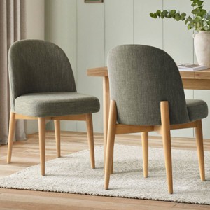 Upholstered Linen Dining Chairs with Solid Wood Legs, Modern Armless Fabric Chairs for Dining Room or Kitchen Table-Maison Boucle - 1 of 4