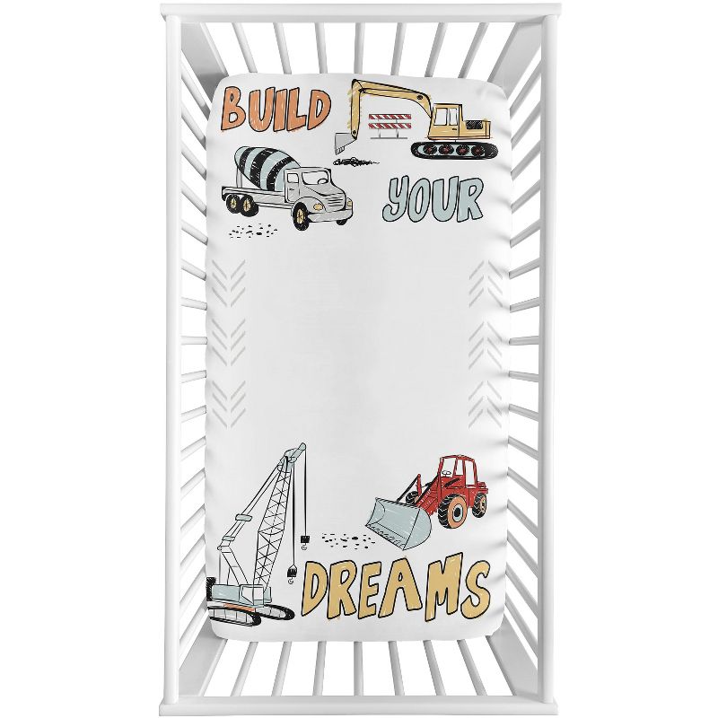 Sweet Jojo Designs Boy Photo Op Fitted Crib Sheet Construction Truck Red Blue and Grey, 3 of 6