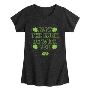 Girls' - Star Wars - St. Patricks Day May Luck Be With You Fitted Short Sleeve Graphic T-Shirt - 1 of 4