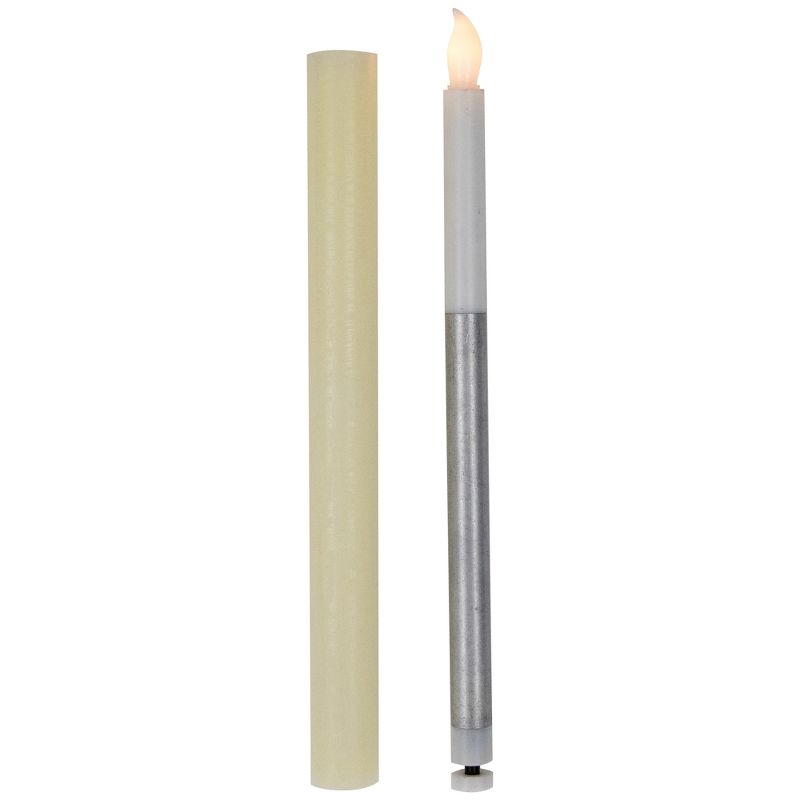 Northlight Set of 4 Solid Cream Flameless LED Constant Wax Taper Candles 9.5", 5 of 6