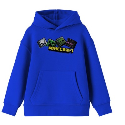 Minecraft Creeper Face Long Sleeve Black Youth Hooded Sweatshirt-XS