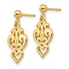 Black Bow Jewelry Small Filigree Heart Dangle Post Earrings in 14k Yellow Gold - 2 of 4