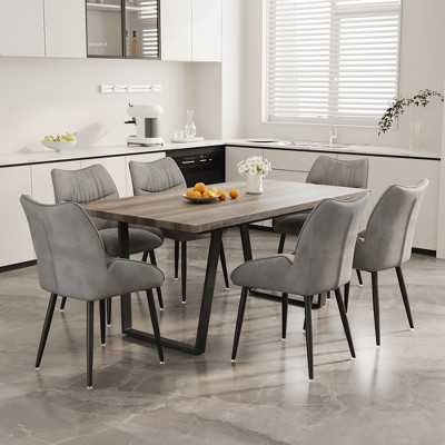 7-Piece Dining Set with Rectangular Table and 6 Chairs for Kitchen, Dining Room