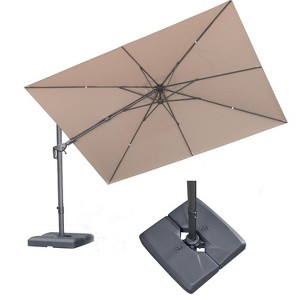 PURPLE LEAF Cantilever Patio Umbrella Outdoor Offset Umbrella with 3 Years Fade Resistance Recycled Fabric With Base - 1 of 4