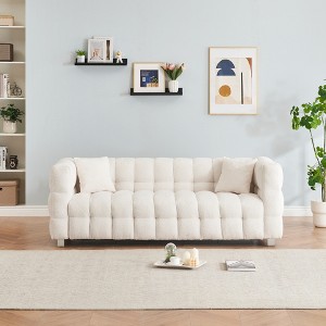 SKRAN Teddy Plush Sofa,Includes Two Throw Pillows and Heavy-Duty Hardware Foot Support  for Living Room,Bedroom - 1 of 4