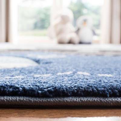 Blue Round Kids' Animal Adventure Synthetic Rug, 3' x 3'
