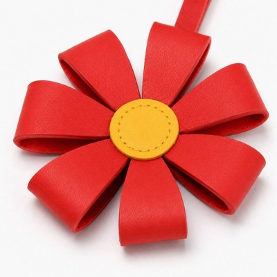Alilang Women's Pink Faux Leather Flower Bag Charm Purse Accessory with Loop Strap - Red — фото 2