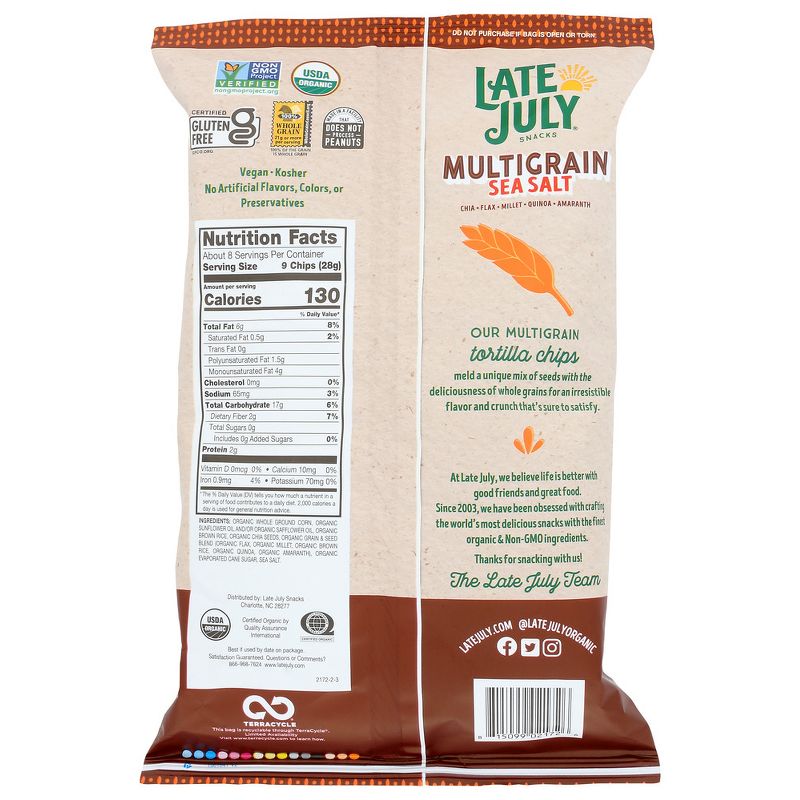 Late July Snacks Multigrain Sea Salt Tortilla Chips - Case of 12/7.5 oz, 3 of 7