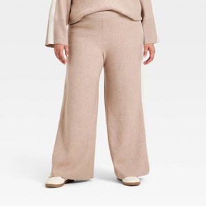 Women's High-Rise Wide Leg Pants - Ava & Viv™ Taupe - 1 of 3