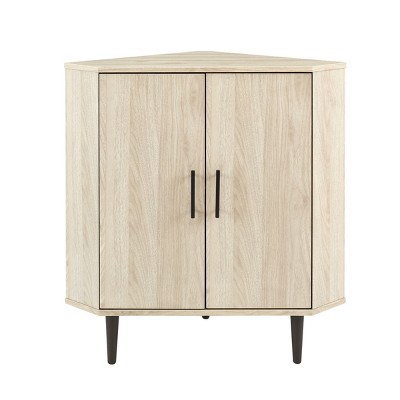 GlasFlength Decorative Storage Cabinets Modern Accent Storage Cabinet with 2 Doors Free standing Cabinet for Living Room, Beige, 30"*18"*32"