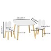 GlasFlength Accent Table Sets, Toddler Activity Play Dining Study Desk with Chairs, for Reading, Drawing, Playing, White, 23.6"*23.6"*17.3" - 2 of 4