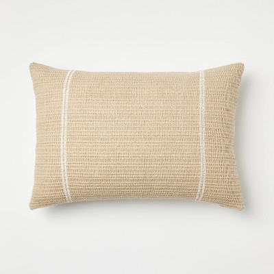 Decorative Straw Linen & Black Sunbrella Pillow Cover Modern 