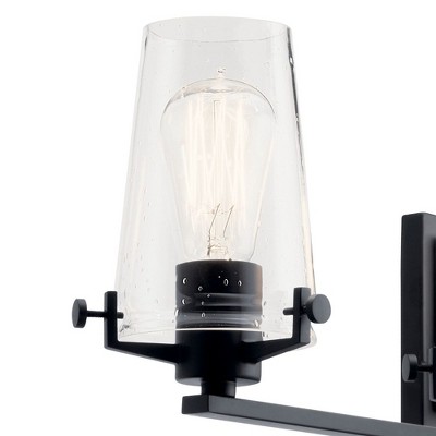 Alton Black Steel 4-Light Vanity with Clear Seeded Glass