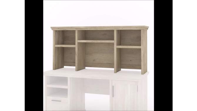 Aspen PostComputer Hutch Prime Oak - Sauder: Modern Adjustable Shelf Office Furniture, Open Storage, MDF, 2 of 7, play video
