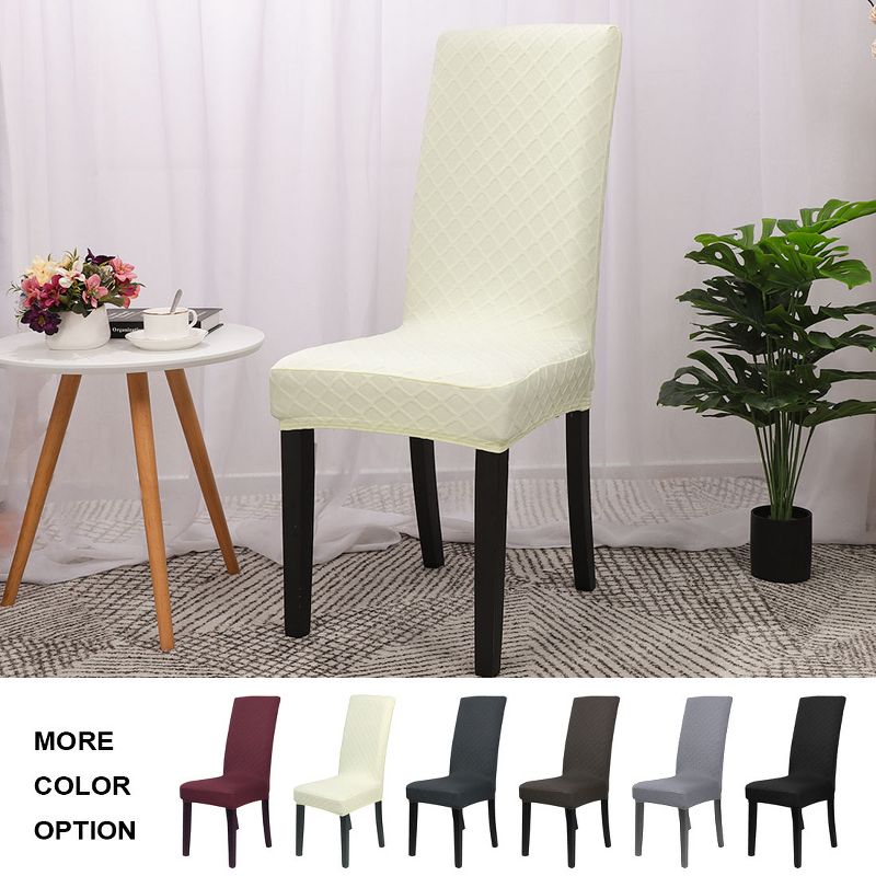 4 Pcs Polyester Spandex Knit Diamond-type Lattice Dining Chair Slipcovers - PiccoCasa, 3 of 5