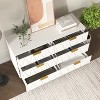 Resenkos Wood 6 Drawer Double Dresser for Bedroom, Chest of Drawers for Closet, Living Room, Hallway, Nursery, White&Gold - 2 of 4