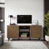 60" MDF Laminate TV Stand with Two Framed Panel Doors, Three Shelves, Cable Management, Walnut Finish, Nickel Hardware for Living Room and Bedroom - 4 of 4